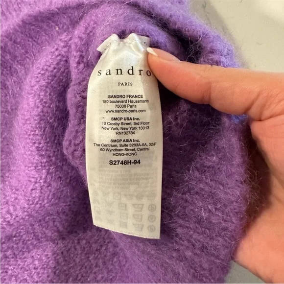 Sandro Paris - Mohair Oversize Sweater In Violet 
size 1 - Picture 5 of 9